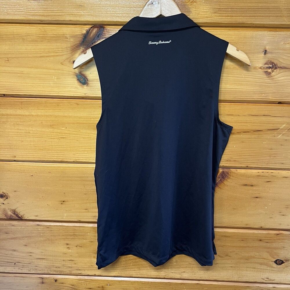 NWT Tommy Bahama Golf 1/4 Zip Collared Sleeveless Top Black Womens Large - Picture 3 of 4
